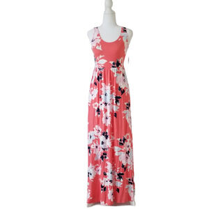SO Scoop Neck Maxi Dress salmon floral Size XS